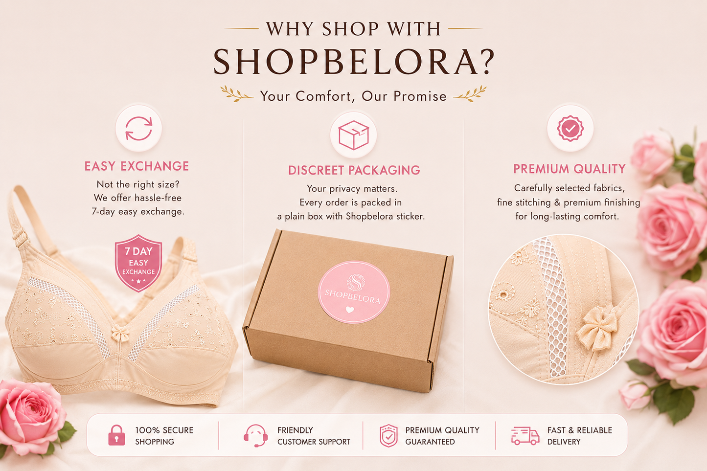 Half Cup Chicken Cotton & Net Bra – Soft Breathable Comfort | Sizes 32-42