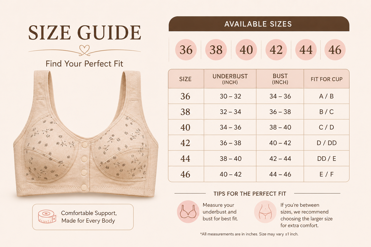 Front Open 4 Button Maternity Bra – Soft Cotton Feeding Bra for Women | Full Coverage Comfort (Size 36-46)