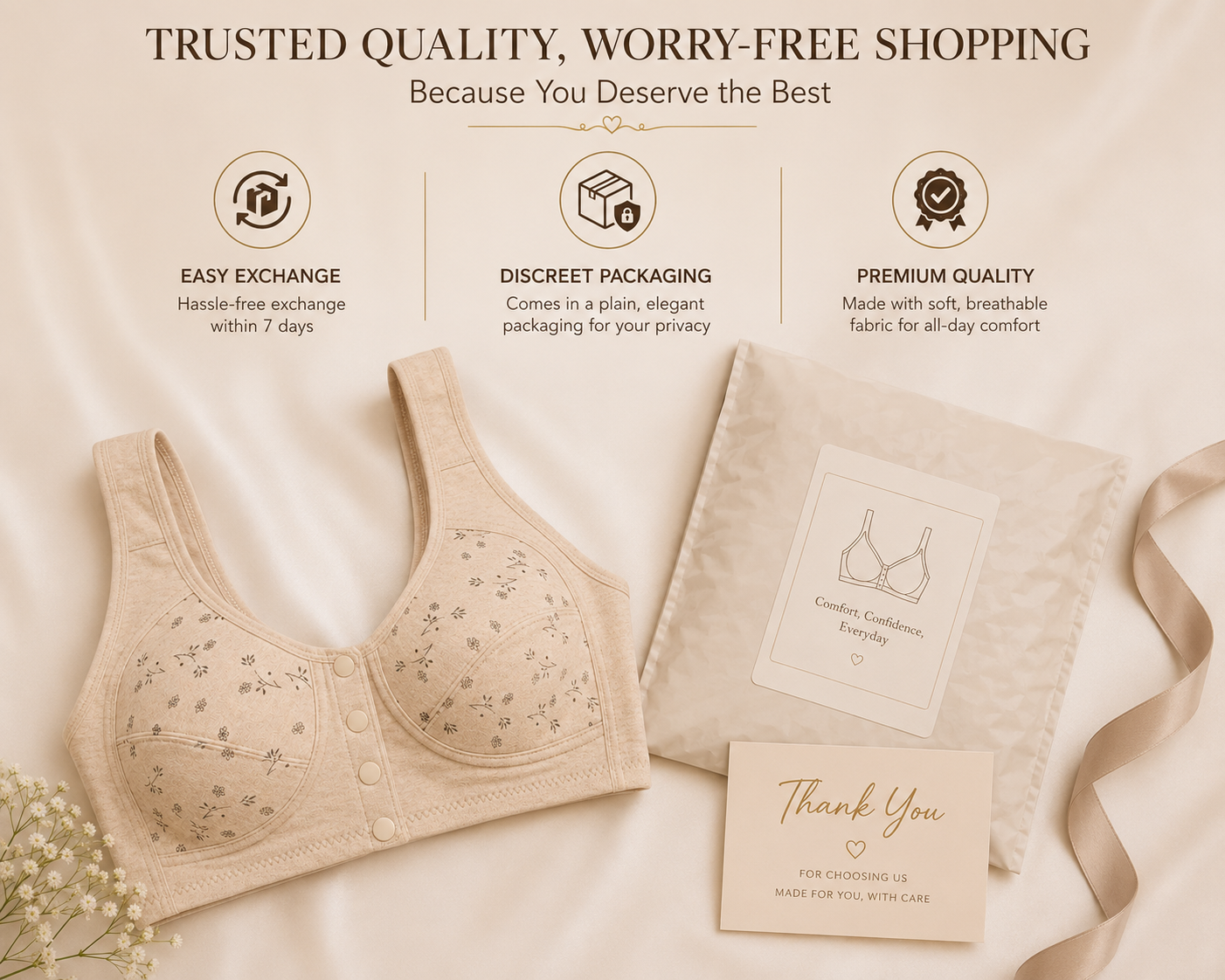 Front Open 4 Button Maternity Bra – Soft Cotton Feeding Bra for Women | Full Coverage Comfort (Size 36-46)