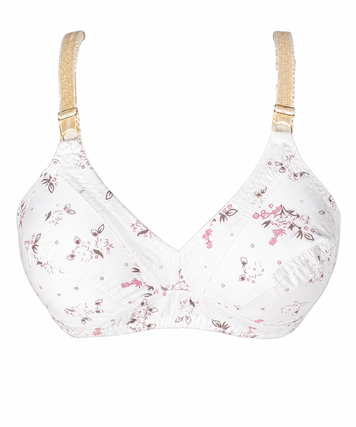 Indian Print Fine Cotton Non-Padded Soft Support Bra – Skin Color | Sizes 32-42