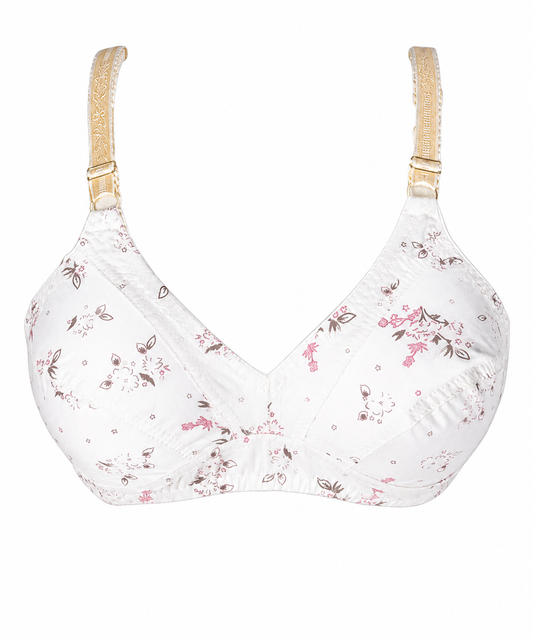 Indian Print Fine Cotton Non-Padded Soft Support Bra – Skin Color | Sizes 32-42