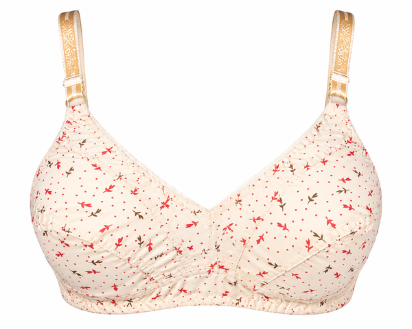 Indian Print Fine Cotton Non-Padded Bra – Skin Color | Soft Everyday Comfort | Sizes 32-42