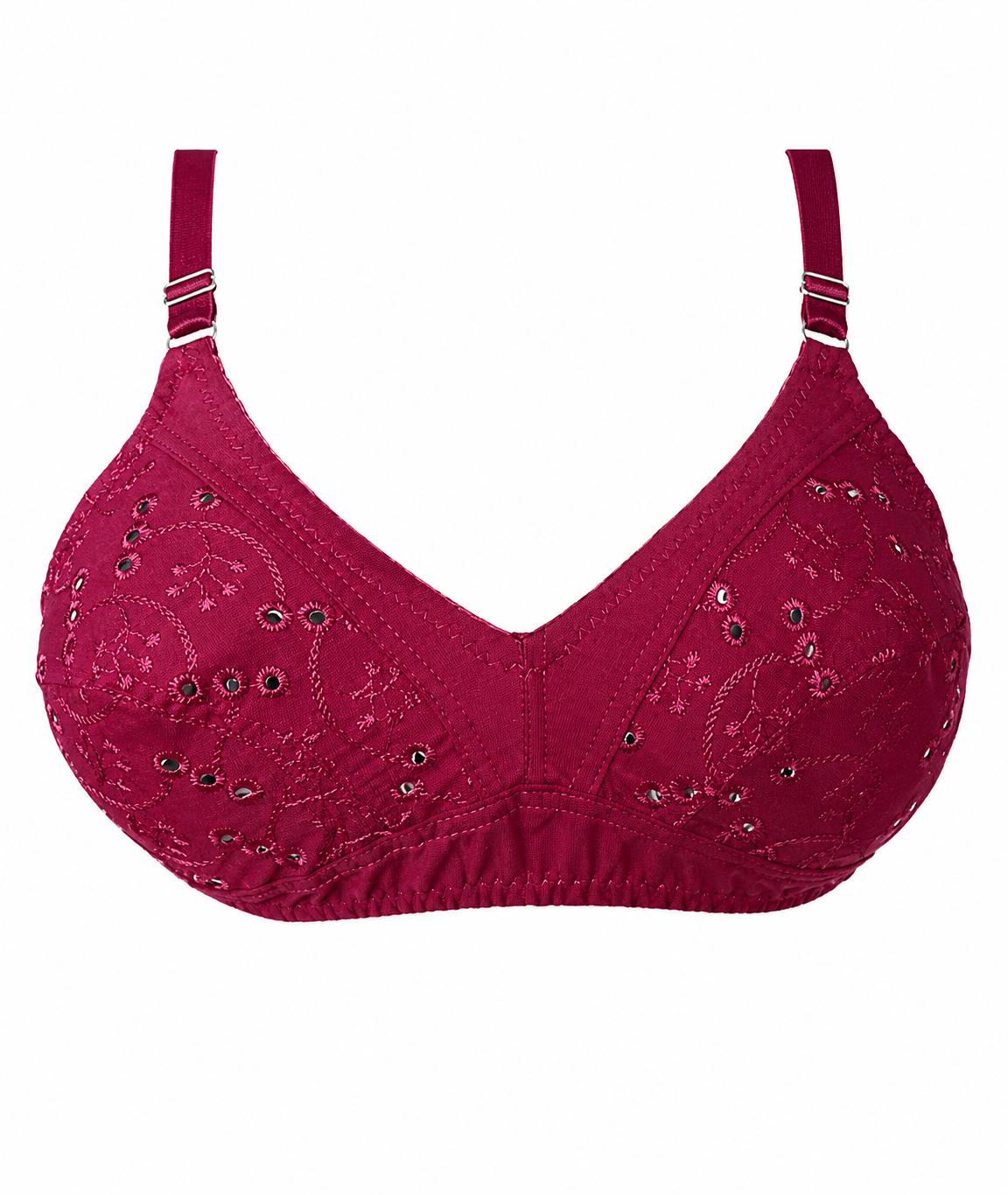 Full Cup Chicken Cotton Embroidered Bra – Soft Breathable Everyday Comfort (5 Colors | Sizes 32-42