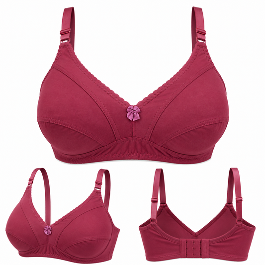 Pure Simple Cotton Full Coverage Bra – Soft & Comfortable (Sizes 32-42)