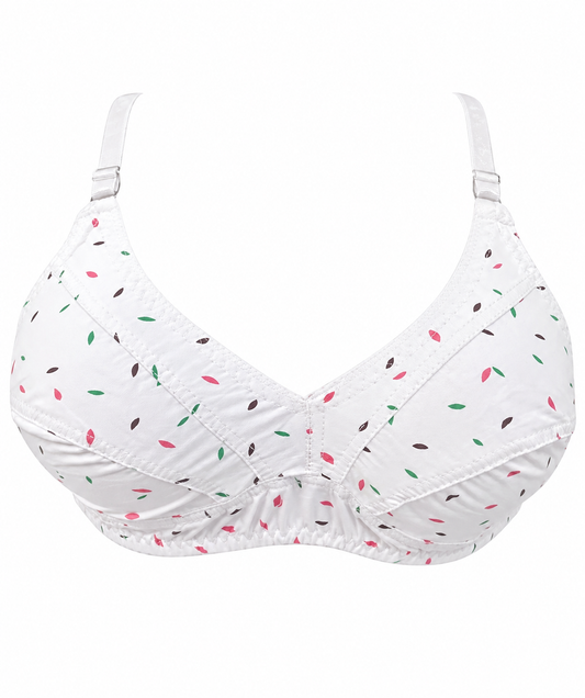 Printed Fine Cotton Comfort Bra | Soft Full Coverage | Sizes 32-42