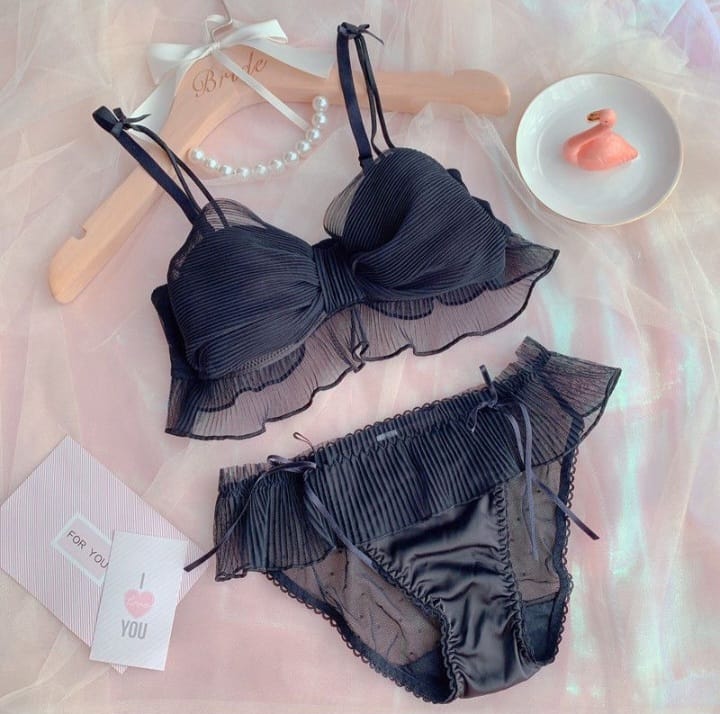 Fancy Bra Set – Soft Luxury Lingerie Set with Elegant Design (3 Colors Pink, Black &amp; White)