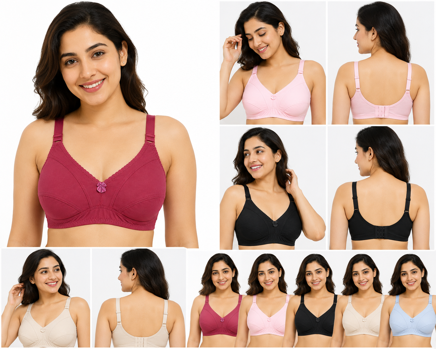 Pure Simple Cotton Full Coverage Bra – Soft & Comfortable (Sizes 32-42)