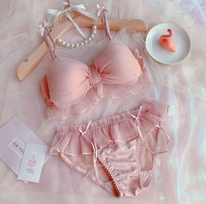Fancy Bra Set – Soft Luxury Lingerie Set with Elegant Design (3 Colors Pink, Black &amp; White)