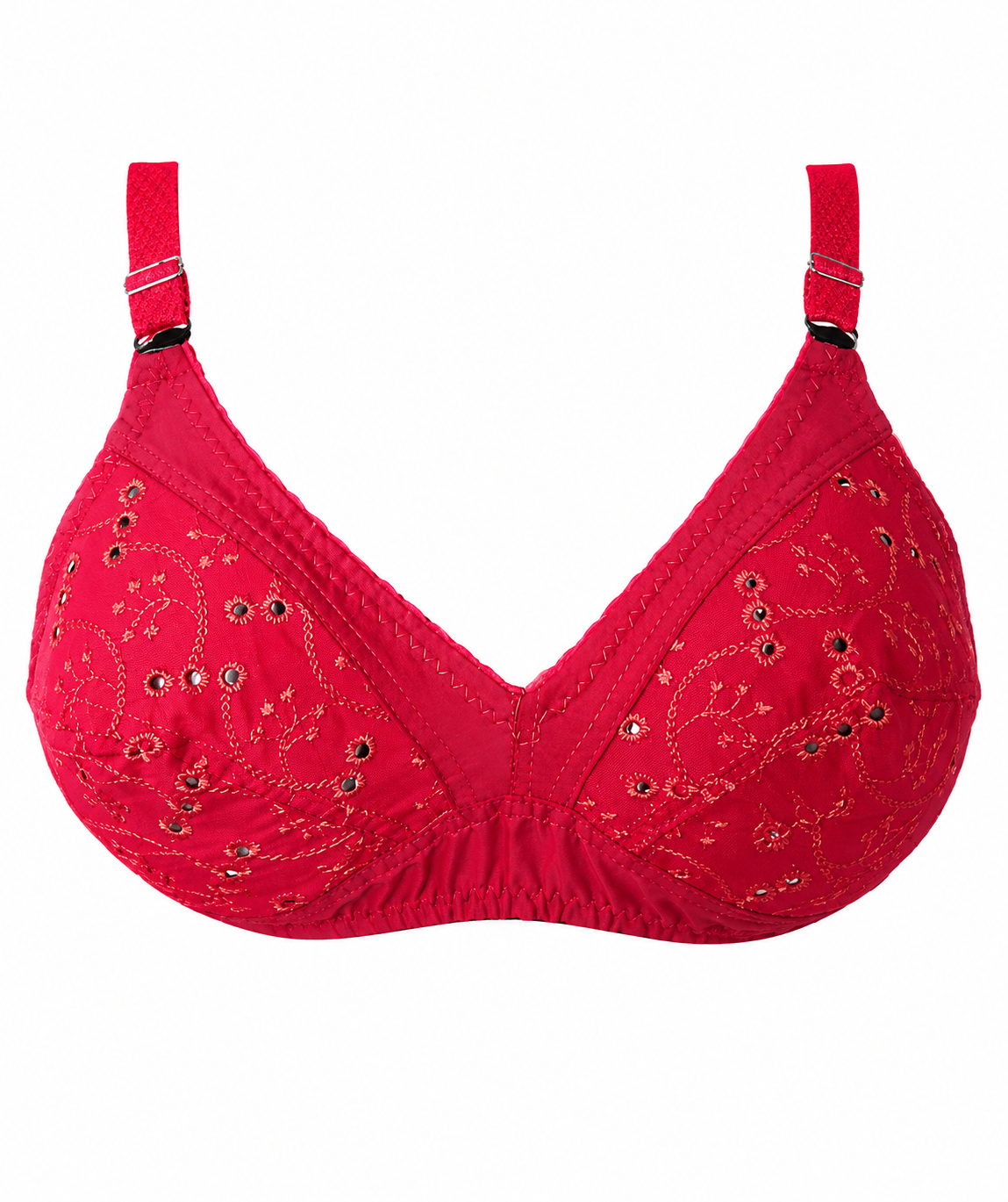 Full Cup Chicken Cotton Embroidered Bra – Soft Breathable Everyday Comfort (5 Colors | Sizes 32-42