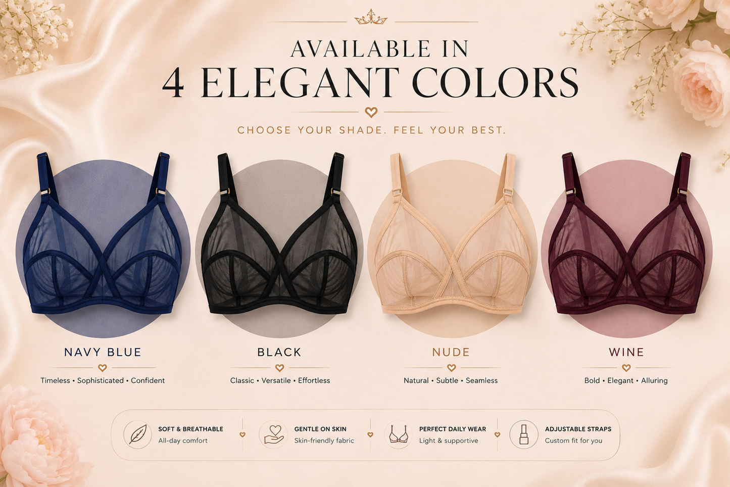 Imported Soft Net Bra – Lightweight Summer Comfort | Breathable Everyday Wear (4 Colors)
