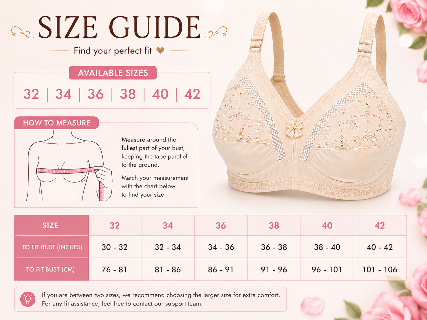 Half Cup Chicken Cotton & Net Bra – Soft Breathable Comfort | Sizes 32-42