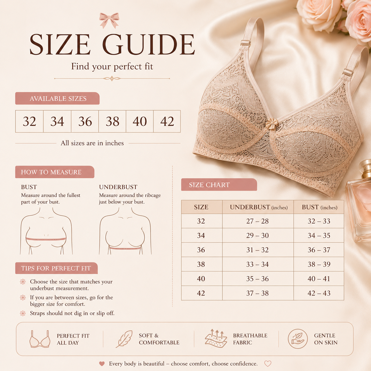 Soft Malai Net Lace Bra – Premium Everyday Comfort Bra (Size 32–42)