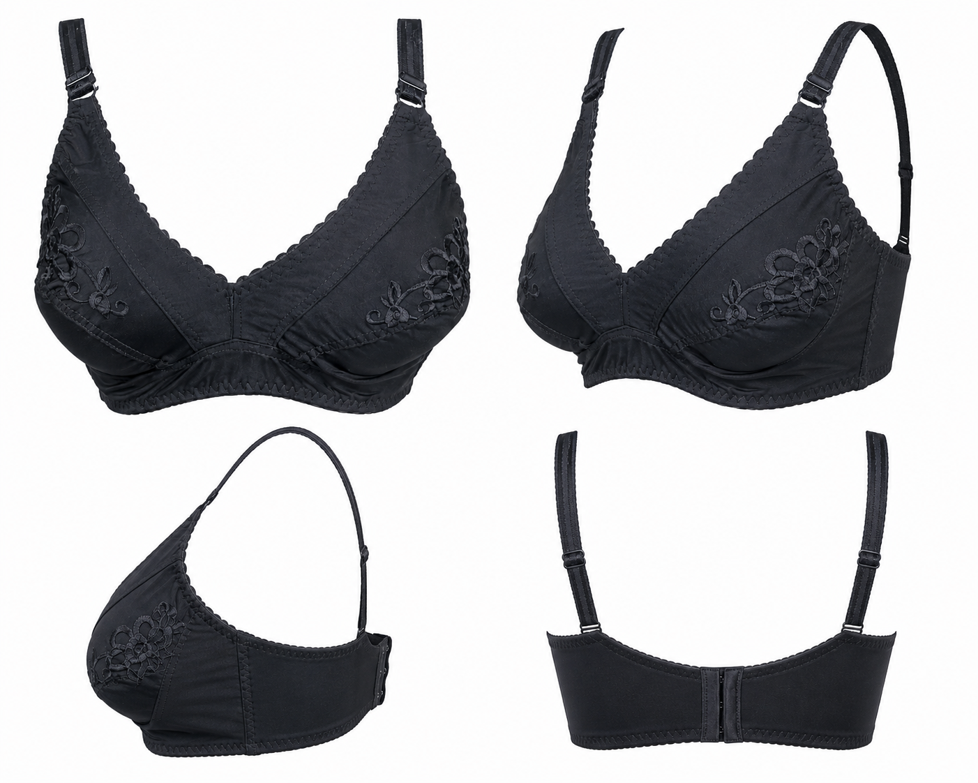 Cotton Same Color Embroidery Bra – Soft Comfortable Everyday Wear (7 Colors | Sizes 32-42)