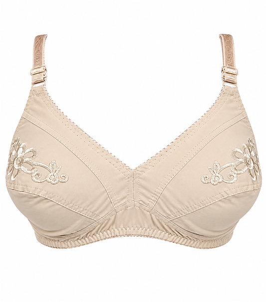 Cotton Same Color Embroidery Bra – Soft Comfortable Everyday Wear (7 Colors | Sizes 32-42)