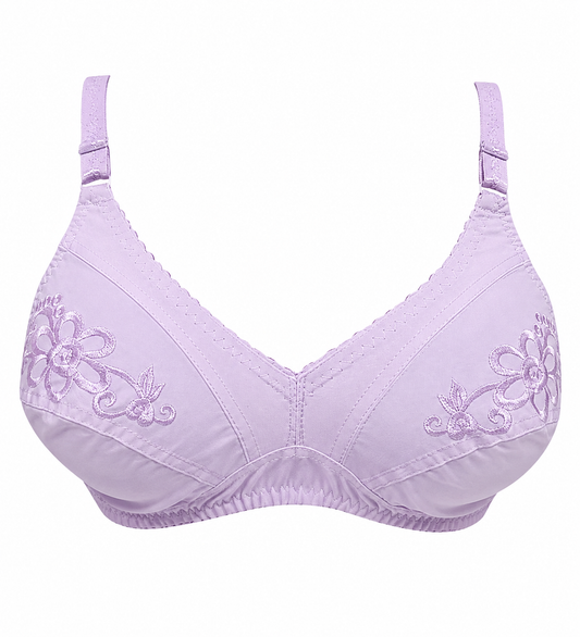 Cotton Same Color Embroidery Bra – Soft Comfortable Everyday Wear (7 Colors | Sizes 32-42)