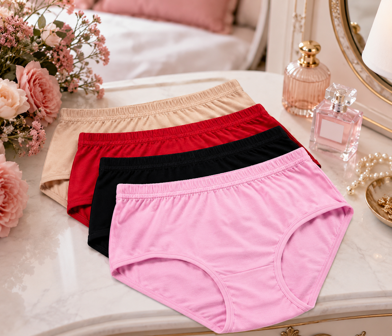 Summer Malai Cotton Panty Pack of 5 – Soft Breathable Everyday Comfort | 5 Colors | Sizes M-XXL