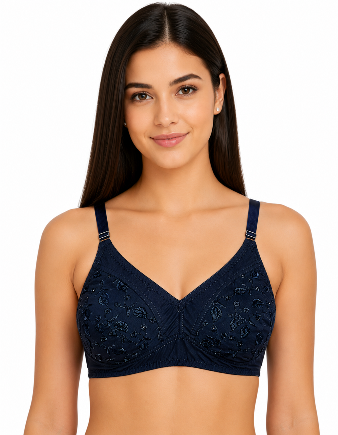 Full Cup Chicken Cotton Embroidered Bra – Soft Breathable Everyday Comfort (5 Colors | Sizes 32-42