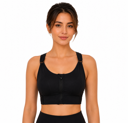 Premium Quality Front Closure Padded High Impact Sports Bra With Adjustable Waist Band-Rust | 6 Colors