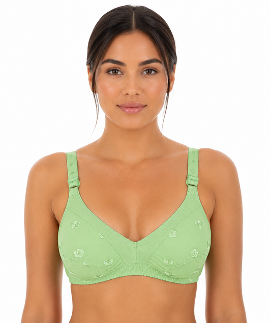 Star Chicken Cotton Bra – Soft Floral Comfort Design (Sizes 32-42)