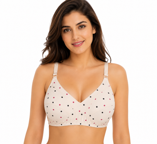 Women's Printed Fine Cotton Bra – Soft & Comfortable (32-42)
