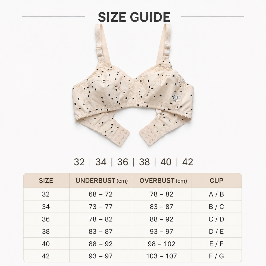Indian Print Fine Cotton Non-Padded Bra – Skin Color | Soft Everyday Comfort | Sizes 32-42