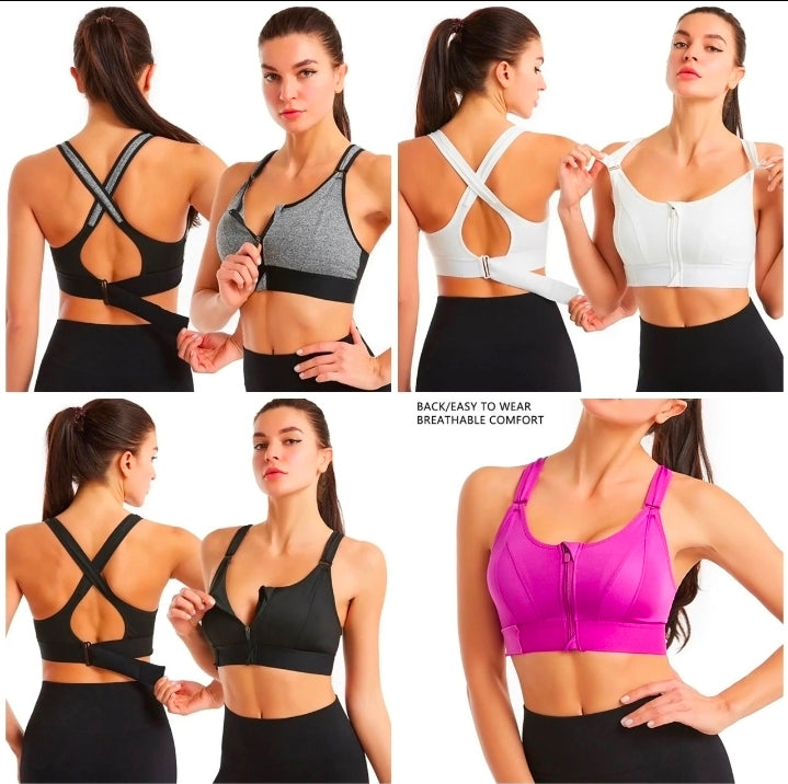Premium Quality Front Closure Padded High Impact Sports Bra With Adjustable Waist Band-Rust | 6 Colors