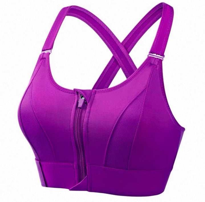 Premium Quality Front Closure Padded High Impact Sports Bra With Adjustable Waist Band-Rust | 6 Colors