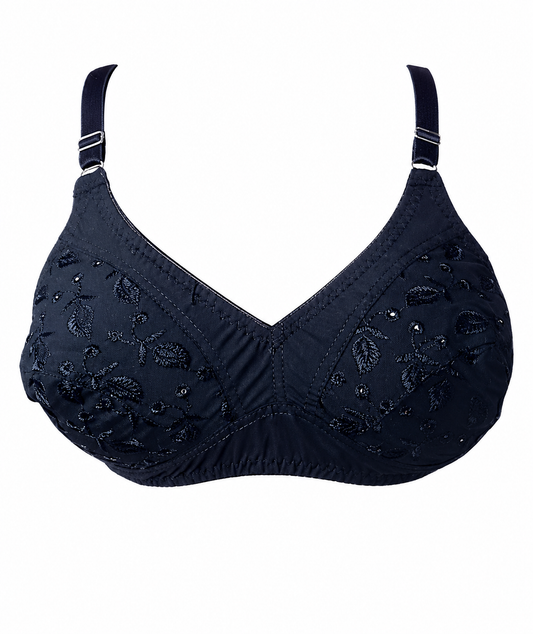 Full Cup Chicken Cotton Embroidered Bra – Soft Breathable Everyday Comfort (5 Colors | Sizes 32-42