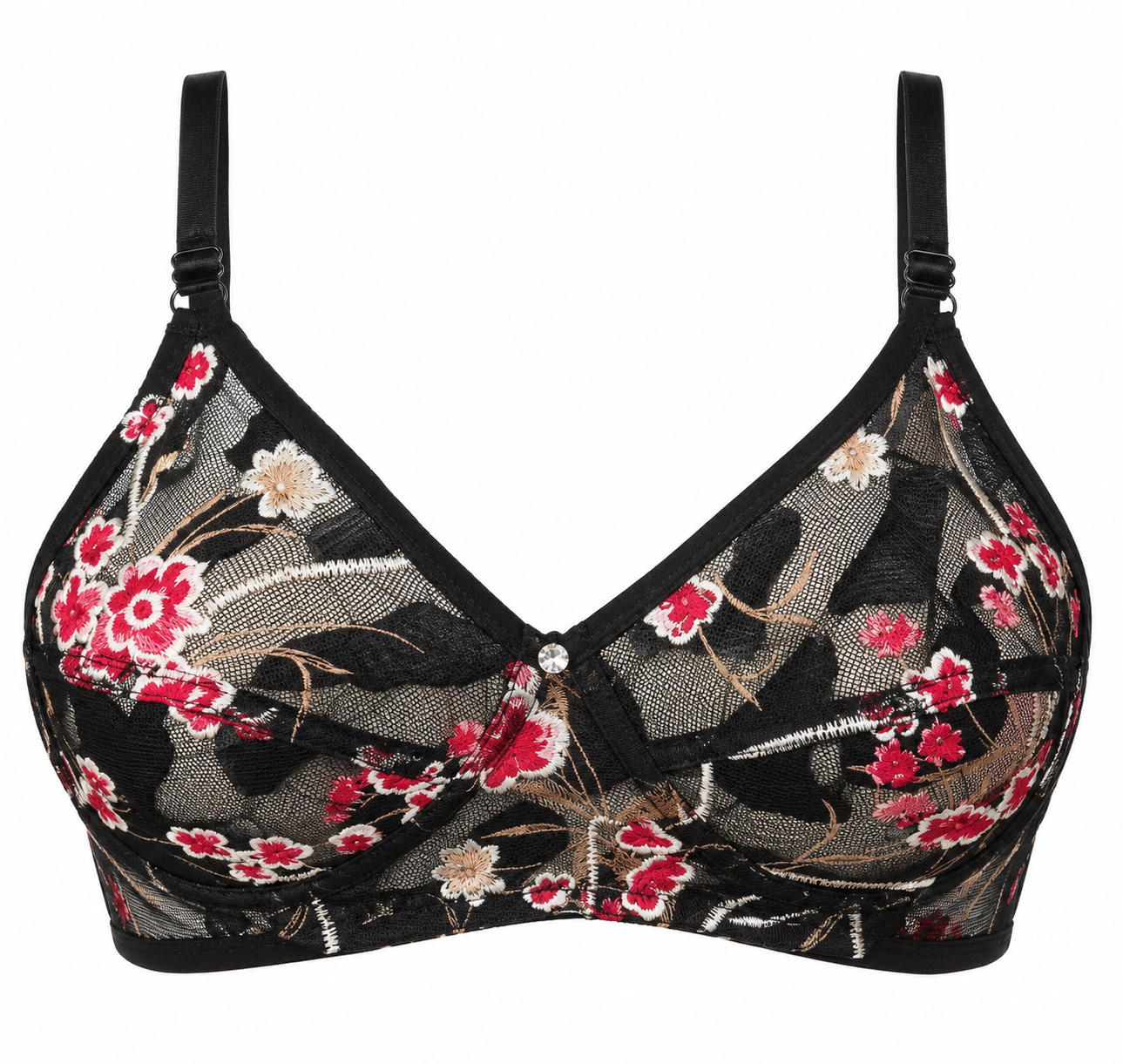 Imported Soft Malai Net Embroidery Bra – Premium Breathable Daily Wear (Size 32–38)