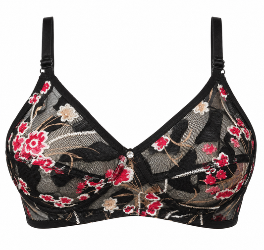 Imported Soft Malai Net Embroidery Bra – Premium Breathable Daily Wear (Size 32–38)