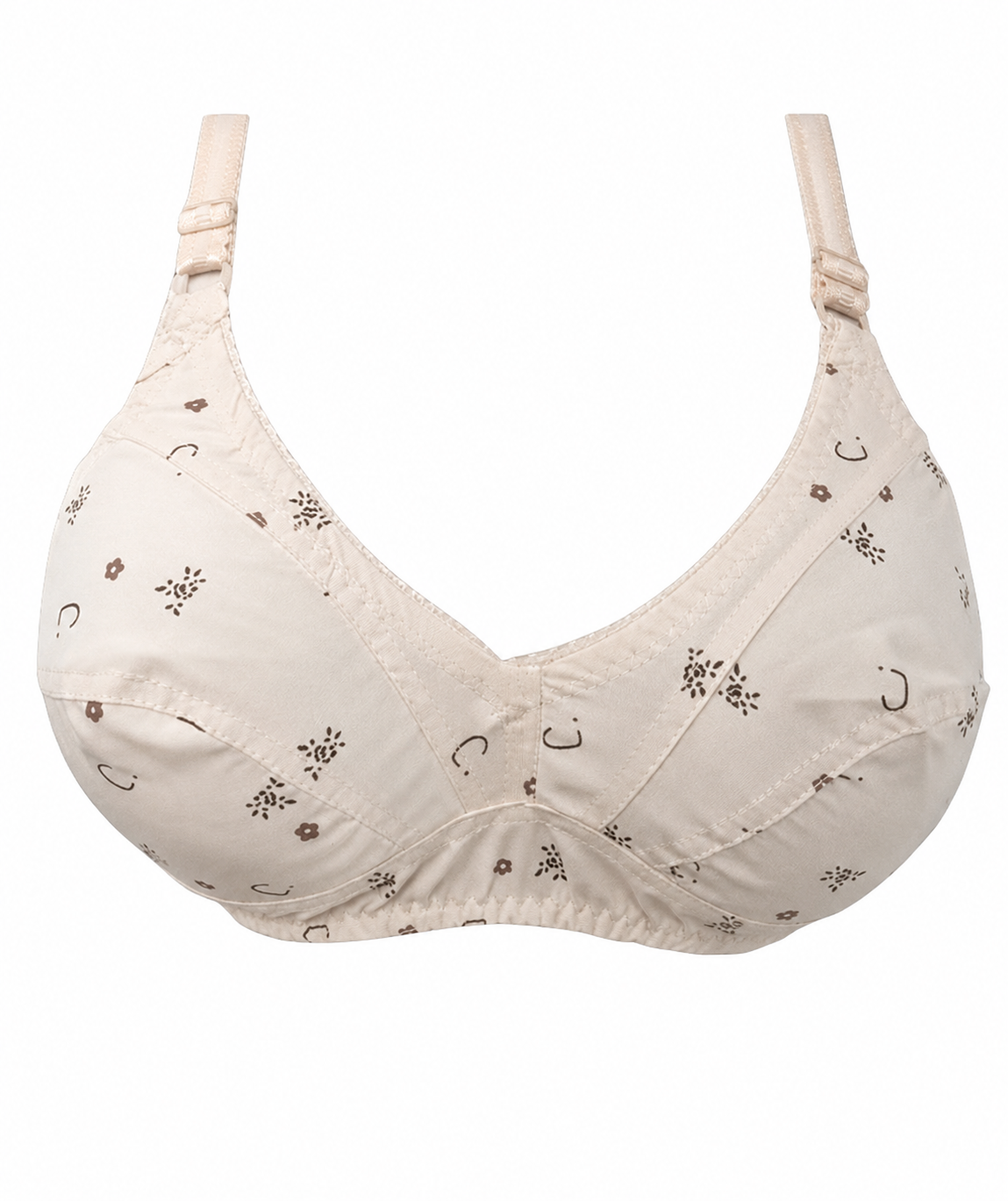 Indian Print Fine Cotton Non-Padded Everyday Comfort Bra – Skin Color (Size 32-42)