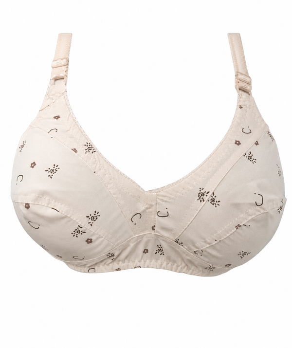 Indian Print Fine Cotton Non-Padded Everyday Comfort Bra – Skin Color (Size 32-42)
