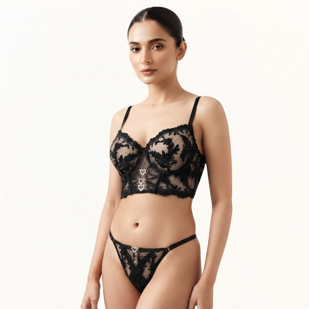 Fancy Premium Bra Set for Women | Soft & Stylish Lingerie | Black, Pink & Maroon | Sizes M–XL